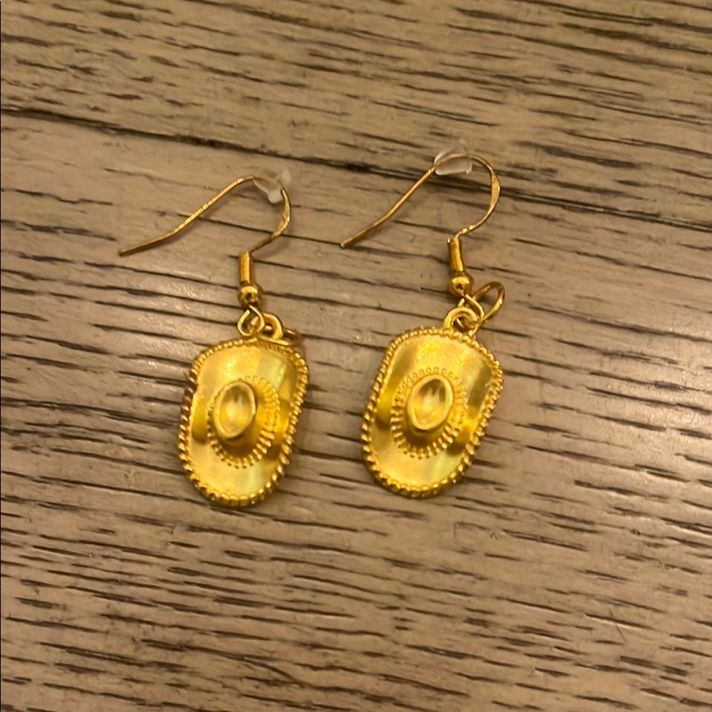 Gold Cowboy Hat Earrings